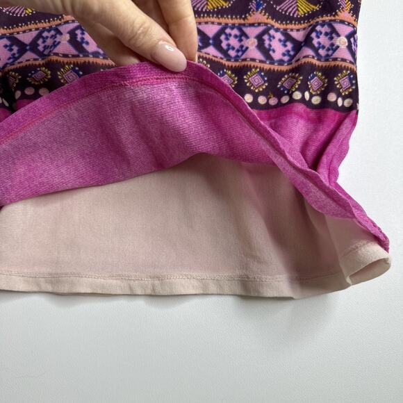OGIRL Pink Mesh Ethnic Print Double Layer Top Sz XS Y2K Retro Indie Fairycore - Picture 7 of 8